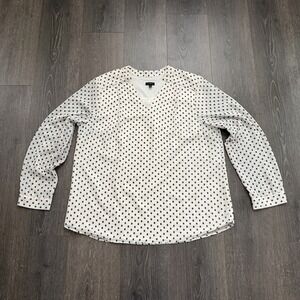 Talbots Women XL Lined Sheer Blouse Textured Swiss Dot Lightweight Preppy Office